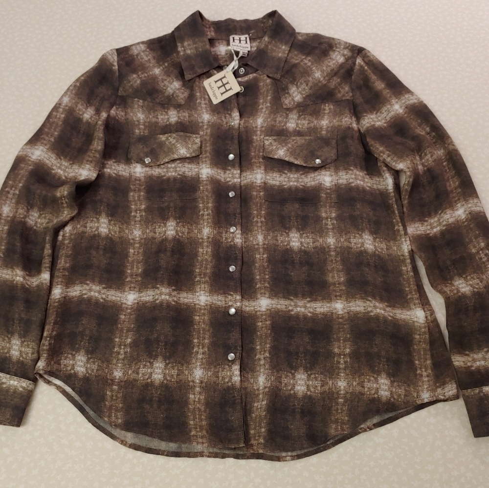 Haute Hippie Silk Military Multi Snap Shirt